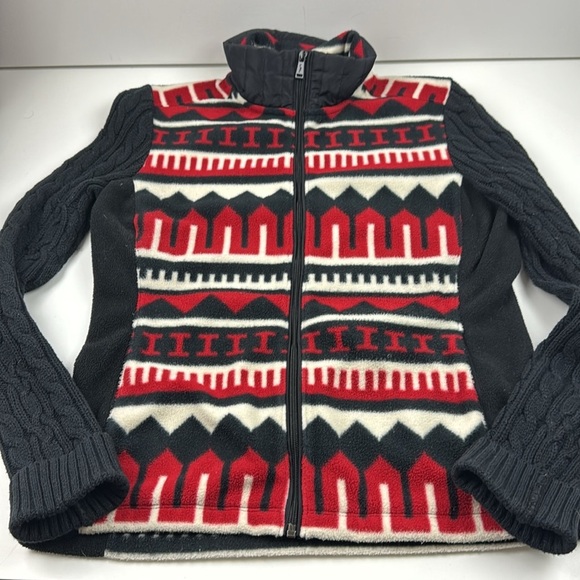 L-R-L Lauren Active Ralph Lauren Fleece Full Zip Sweater with Knit Sleeves - Picture 3 of 13